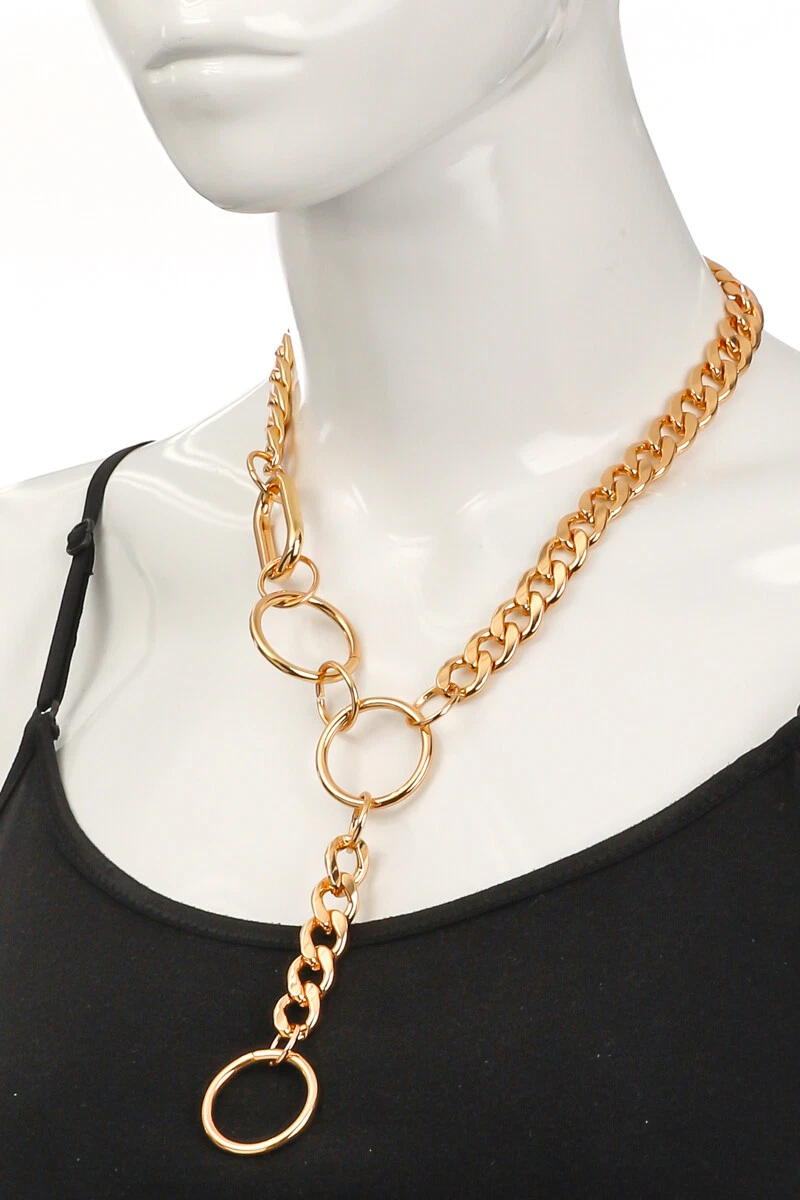 Chain link lariat necklace deals