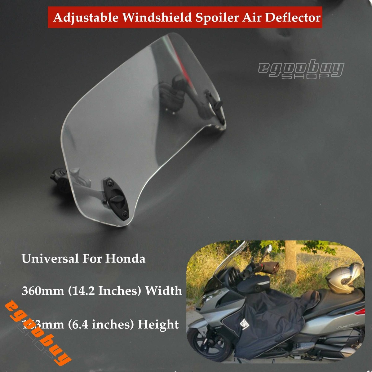 Motorcycle Windshield Extension Universal Motorcycle Windscreen Extension Spoiler  Deflector Adjustable Skidoo Windshield, image size:1200x1200