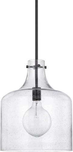 Crawford Urban Industrial Clear Glass Jar Pendant Light in Aged Brass - Picture 7 of 7