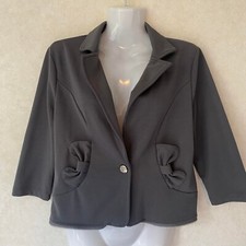 Women Open Front Business Casual Pockets, Office Blazer Coat Jacket Suit Gray S