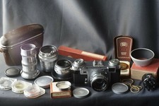 Zeiss Ikon Contax IIa serial T30.000 super kit 4 lens caps accessories case 