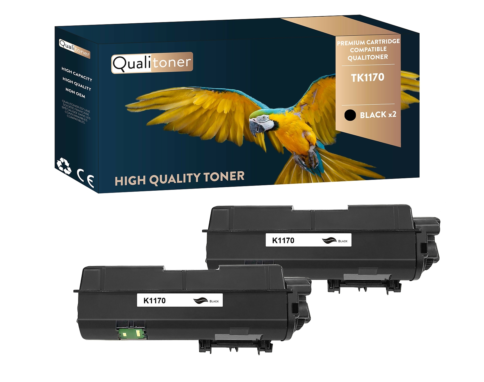 Toner TK1170 noir pack de 2 anti-bavure pour imprimante Kyocera