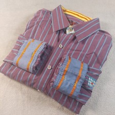 Robert Graham Men's Striped Shirt XL Contrasting Flip Cuff 100 Very Handsome