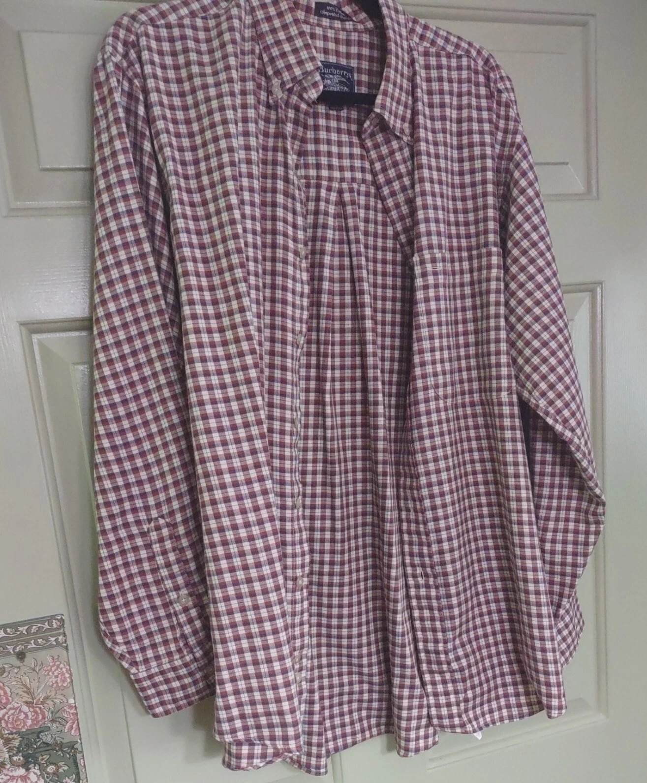 Camicia abito vintage Burberrys cotone abbottonato da uomo taglia large made in USA