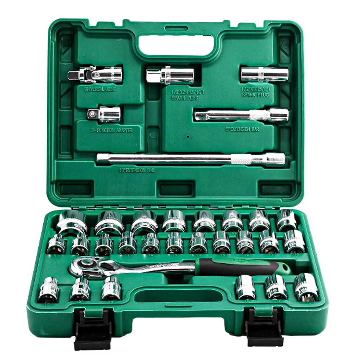 12PCS 1/2 Inch Drive Ratchet Wrench CR-V Socket Kits Mechanic Spanner Car Repair