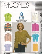 8828 McCalls Vintage Pattern Misses Shirt Top Blouse UNCUT SEWING OOP FF NEW