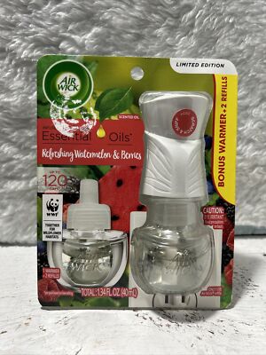 Limited Edition Air Wick Essential Oils WATERMELON&BERRIES Bonus Warmer+2 Refill