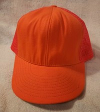 Vintage LL Bean Screaming Orange Hunter Trucker Mesh Cap Hat Made In USA