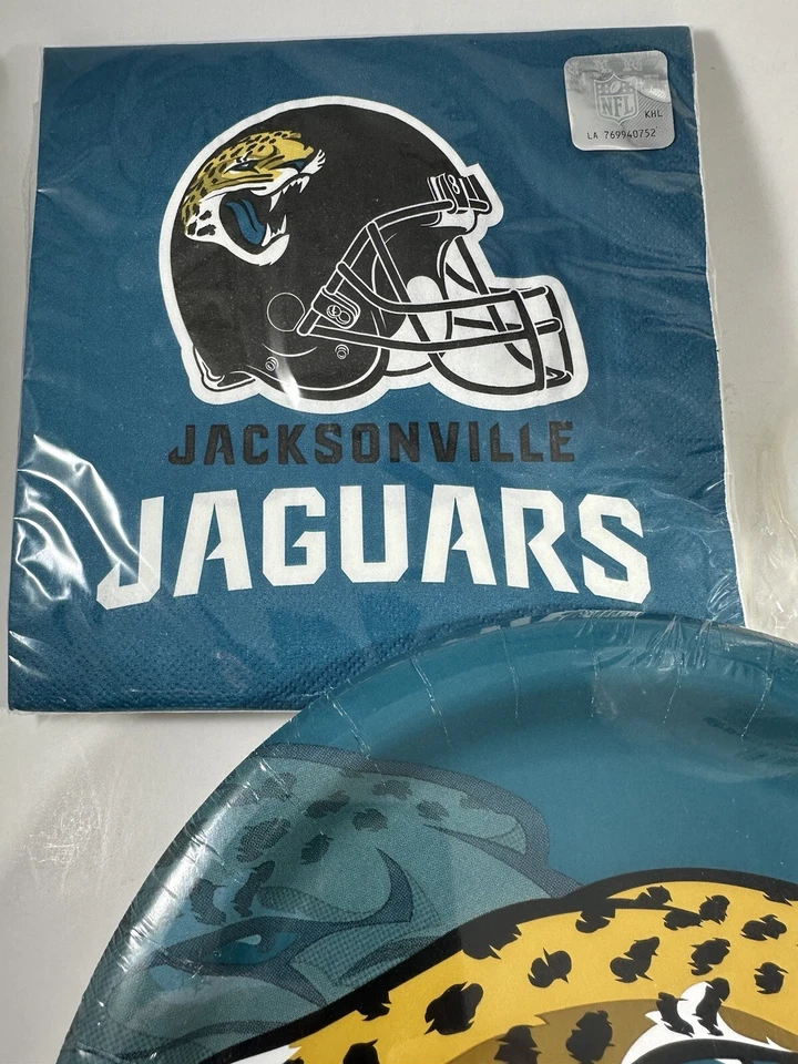 Platos de cena de papel Jaguars NFL profesional fútbol americano fiesta deportiva 9" + servilletas + tazas Foto 4 de 4
