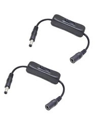 DC 5.5mm x 2.1mm Male to Female Extension Cable On/Off Switch 2 Pack 7.87"