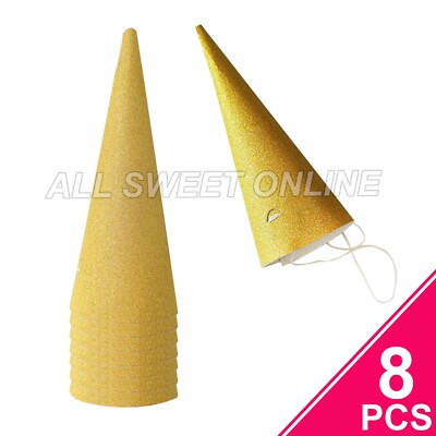 8pcs Unicorn Party Theme Paper Unicorn Horns Gold Hats Birthday
