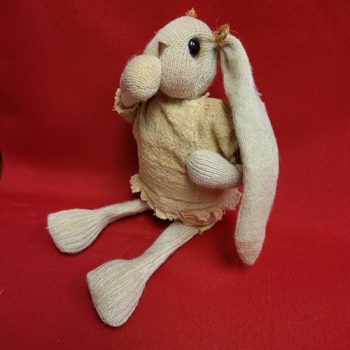 Vintage Bunny Long Eared Rabbit Sock Shelf Sitter Plush Decor - Picture 2 of 10