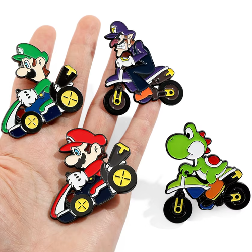 Juego de 4 Broches Insignia Pin Esmalte Super Mario Bros Mario Luigi Yoshi Waluigi Regalo - Imagen 2 de 10