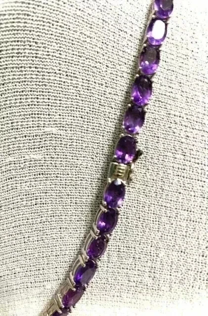 4mm Oval Lab Created Purple Amethyst 20'' Tennis Necklace 14K White Gold Plated - Image 3 of 4