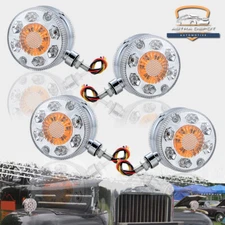 4X Chrome Round Double Face 24 LED Truck Pedestal Fender Brake Turn Signal Light
