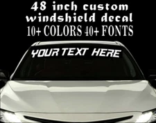 48" CUSTOM VINYL WINDSHIELD BANNER Lettering Decal Name Sticker Window Tattoo