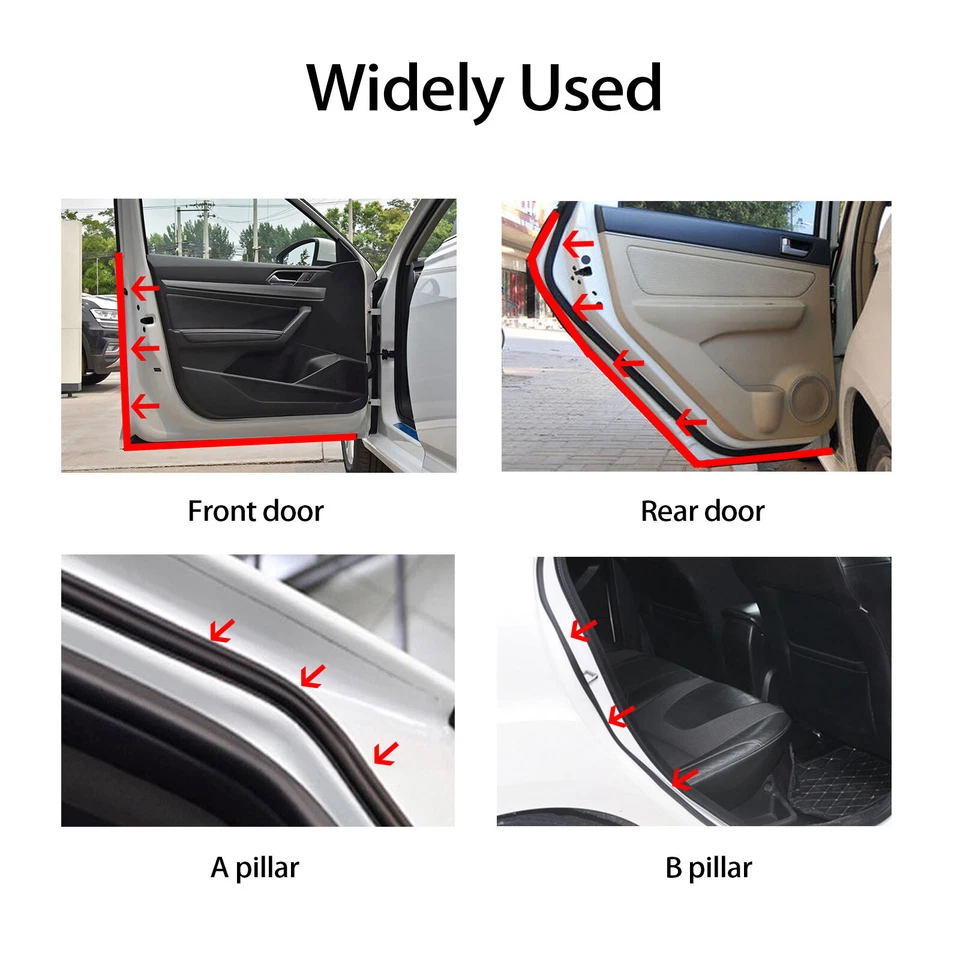 Car Truck Door Window Soundproof EPDM Rubber Weather Stripping Hollow Black 35ft - Image 4 of 4
