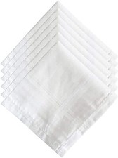 100 Cotton Premium Collection Handkerchiefs Hanky for Men Set of 6 White