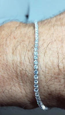 Bracelet Tennis Argent Zircone Cubique MM2 4 Griffe CM 16 18 20 Exploit - Photo 1/4