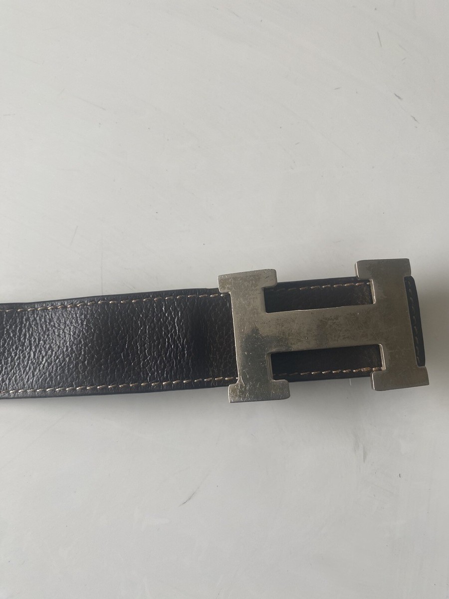 Hermès Reversible Leather D-Ring Belt Black / Brown Silver Hardware Size 80 Hermes H Au Carre Reversible Belt Silver Hardware Black  main image 4