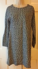 Women’s Lou & Grey Sweater Dress Black White Marbled LS Crewneck XS Cotton NWT