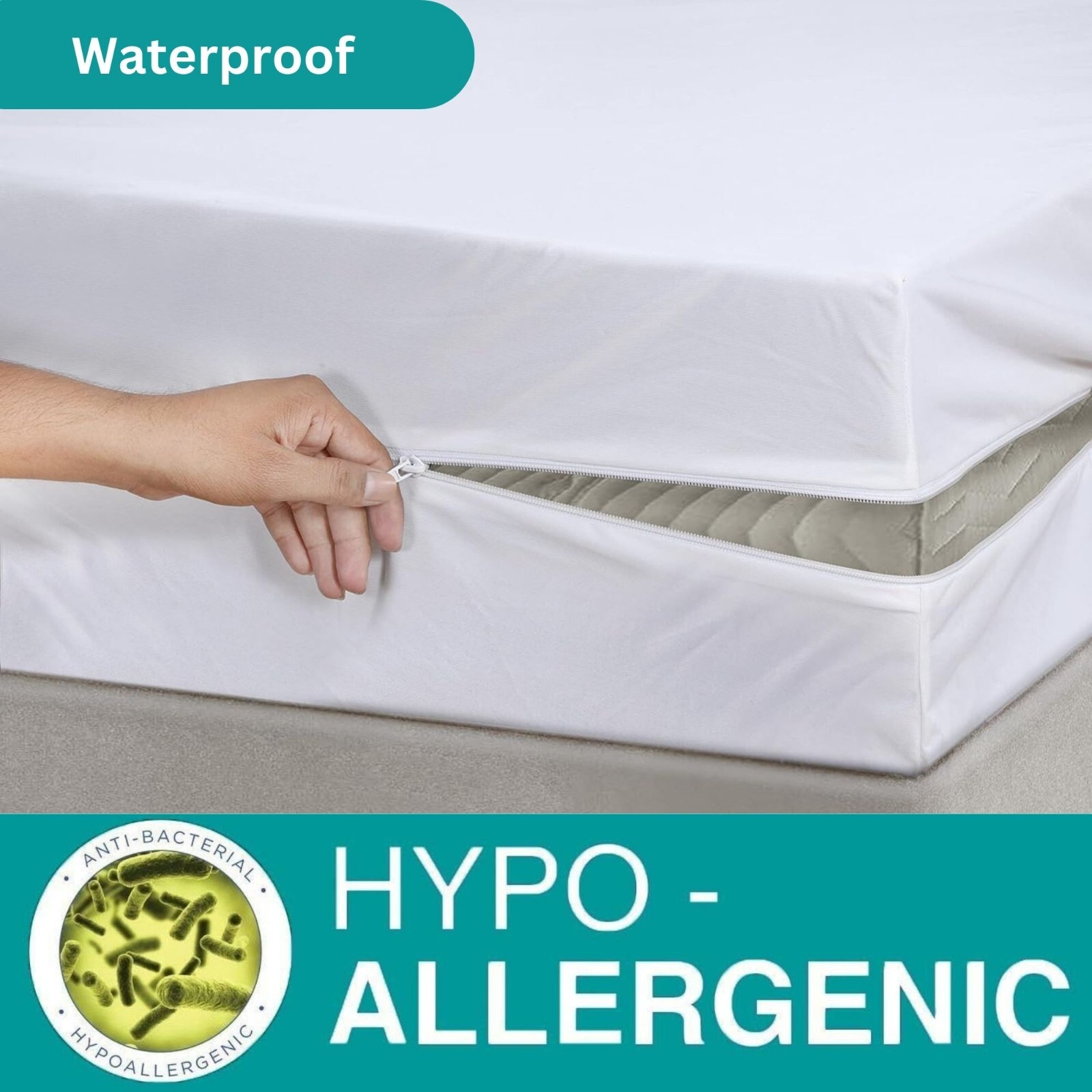 Mattress Protector Anti Bed Bug Waterproof Zip Cover Single Double King