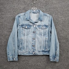 Gap Jacket Kids Girls XL Blue Long Sleeve Light Wash Jean Icon Denim Trucker