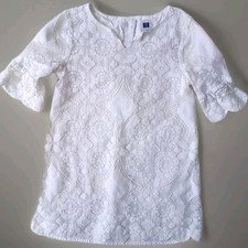 Janie and Jack Girls 4T White Lace Dress 3/4 Bell Sleeve Lined Classic