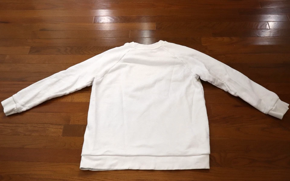 Adidas Green Trefoil logo Crewneck Sweater Fleece White SZ M - Image 3 of 4