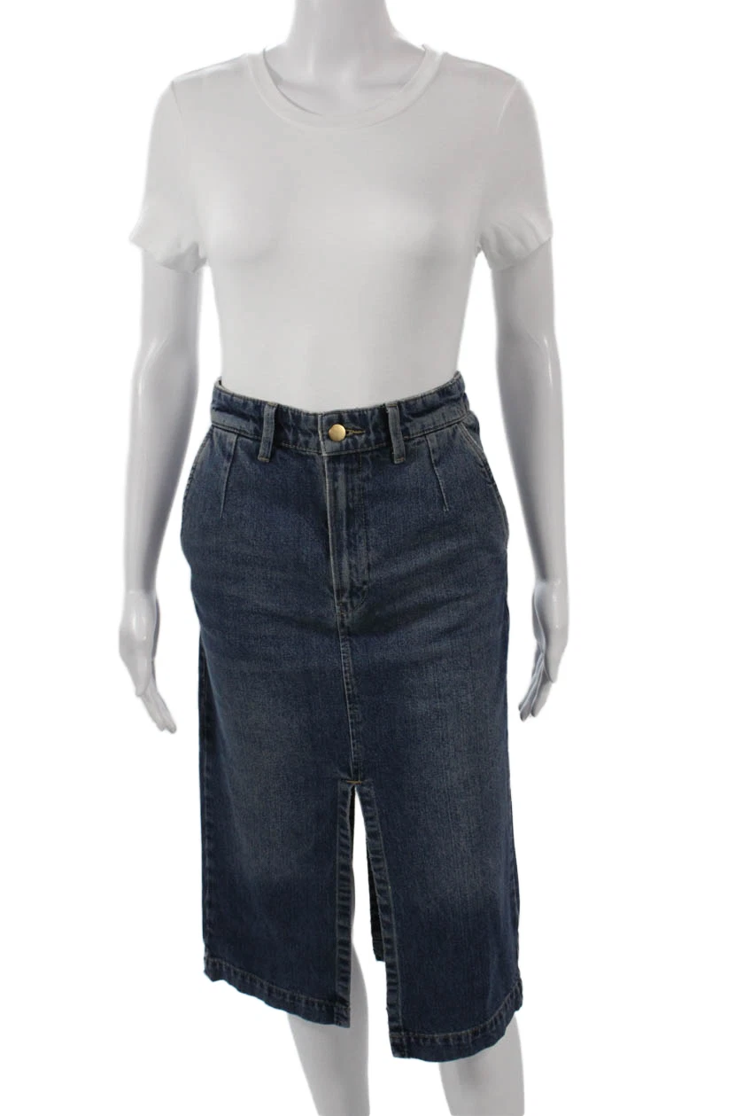 Remain Womens Straight Pencil Skirt Dark Blue Cotton Knee Length Size 2