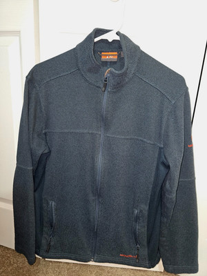 Merrell Mens Sweater Full Zip, size small, preowned, dark turquoise color