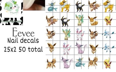 Eevee Waterslide Decals For Nails, Hot Wheels, Etc Set Of 50 KC