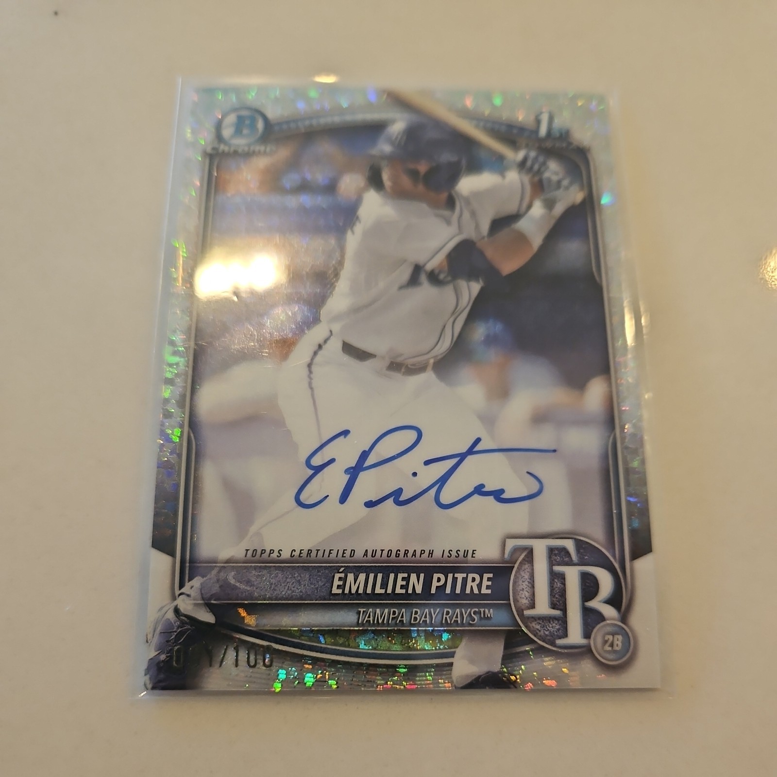 2025 Bowman Emilien Pitre Chrome Auto Mini-Diamond Refractor 1st #/100 Rays