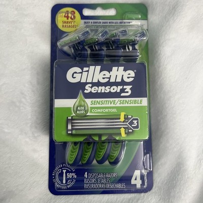 Gillette Sensor3 Sensitive / Sensible 4 Disposable Razor - Green / New