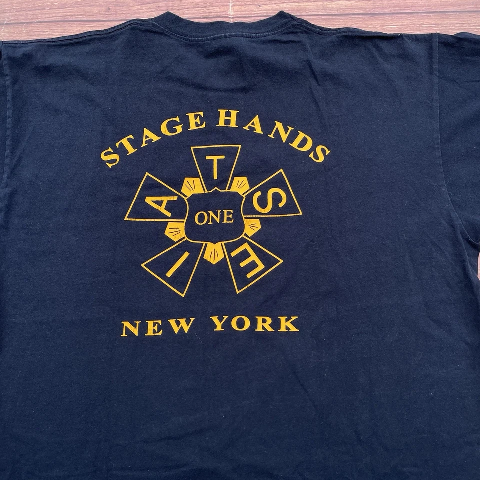 Винтажная футболка 90-х New York City Local One IATSE Labor Day синяя мужская размер XL - Изображение 2 из 4