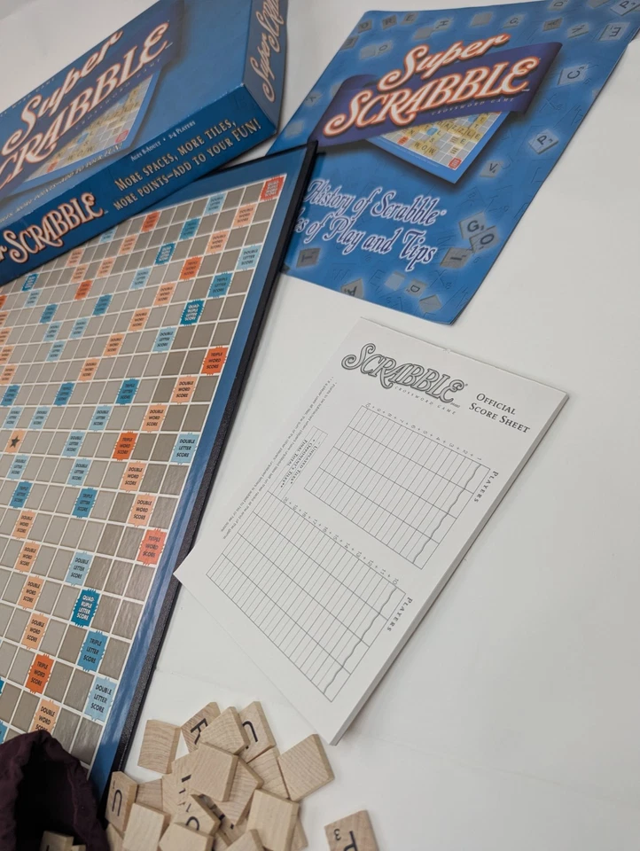 Super Scrabble Board Game Hasbro 200 Wood Letter Tiles, Complete Set - Vtg 2004 - Image 4 of 4