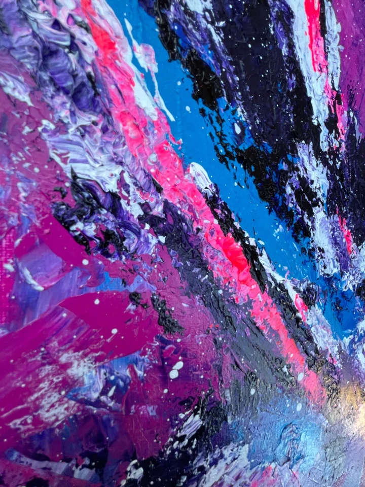 Arte Original "Cósmico" 20x20 Lienzo Expresionismo Diseño Abstracto Arte Hogar Foto 3 de 4