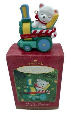 Hallmark Vintage Baby's 1st First Christmas Ornament Peppermint Express