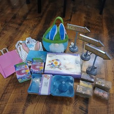 Lot of Miscellaneous Easter Decorations, Basket, Gift Bags  Craft Supplies NIB
