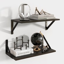Axeman Floating Shelves for Wall, 16W x 8D Black Floating Shelves Set of 2, 8...