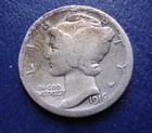 1916-D SOLID GOOD MERCURY DIME--RIM PROBLEM