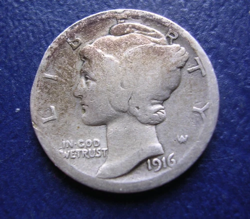 1916-D SOLID GOOD MERCURY DIME--RIM PROBLEM
