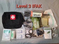 COMPLETE LEVEL THREE IFAK KIT IN BLACK POUCH. TRAUMA SUPPLIES, FIRST AID. NEW