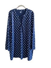 Lands' End Women's Long Sleeve Cotton Jersey Tunic/Cover Up Navy With White Dot