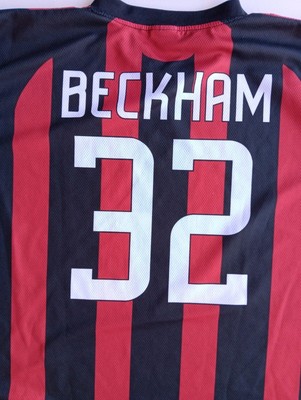 AC MILAN BECKHAM 32 Black Red BWIN Football Soccer Jersey (3R