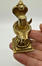 Latón Shivling 3" Shiva Lingam Ling Mahadev Hindú Sheshnaag Yoni Naag Dios Serpiente