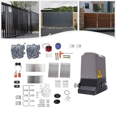 4400LBS Sliding Gate Opener Motor Kit Wireless Control 2 Remote & 20ft Chain