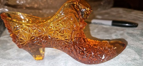 LOT 8 Vintage Fenton + Glass Slipper Shoes Boot Skate Clear Blue Green Amber ECU - Picture 9 of 18