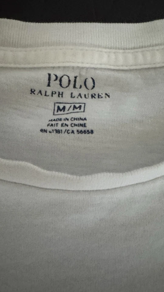 Polo Ralph Lauren T-Shirt Men M Classic Fit Cotton White Crew Long Sleeve - Image 4 of 4