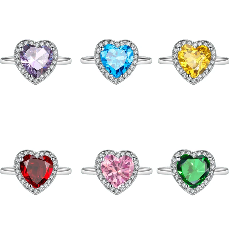 Verlobungsring Damen Ring 925 Silber plattiert Zirkonia Herz Form Edelstein - Bild 3 von 4